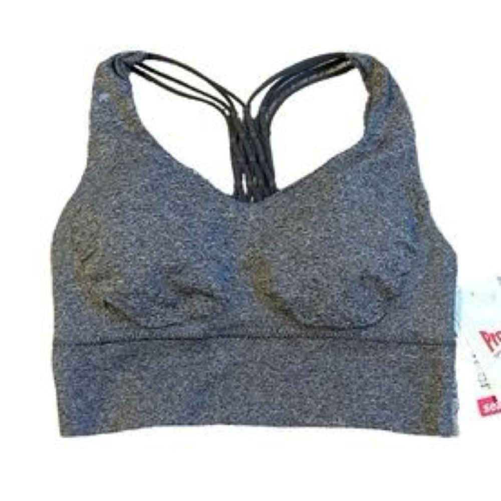 Pro-Fit Seamless Padded Strappy Sports Bra Gray Women’s Small
